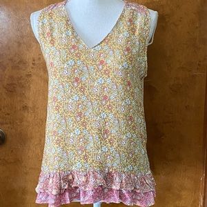 NWT Rachel Zoe floral tank top with ruffle hem small